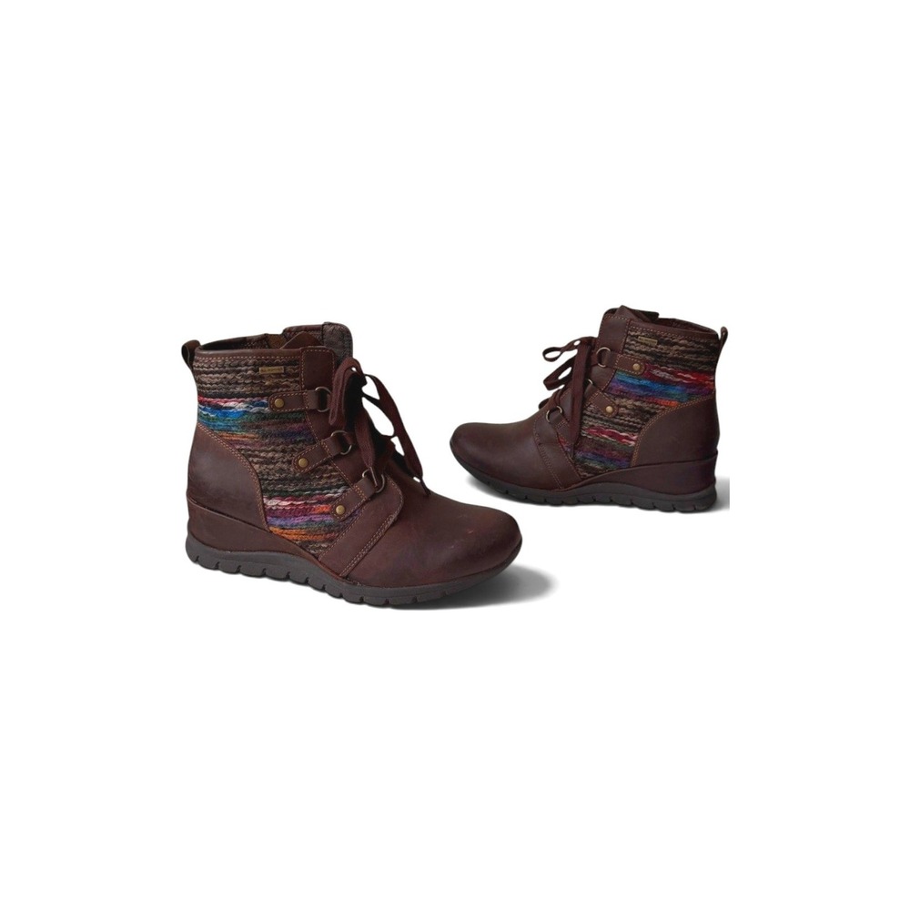 Bionica Leather All Weather Slip Resistant Wedge Boot Women's Zip Lace Up Sz 11